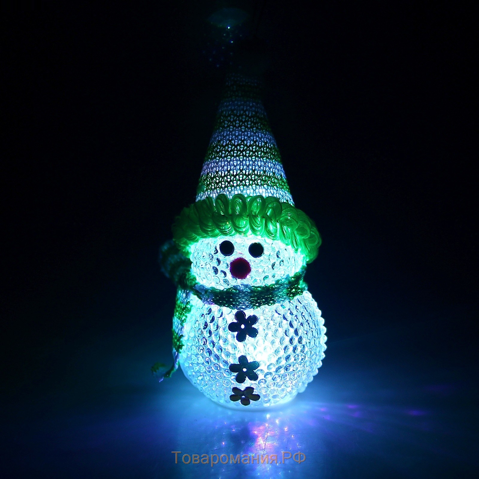 Игрушка световая "Снеговик" (батарейки в комплекте) 5х13 см, 1 LED, ЗЕЛЁНЫЙ