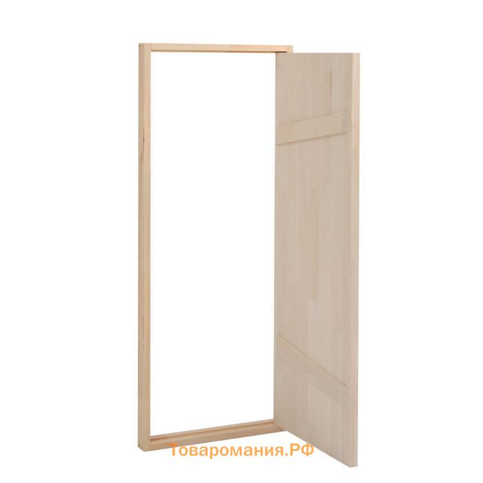 Дверь для бани и сауны "Мишка в бане" 180×70см, массив