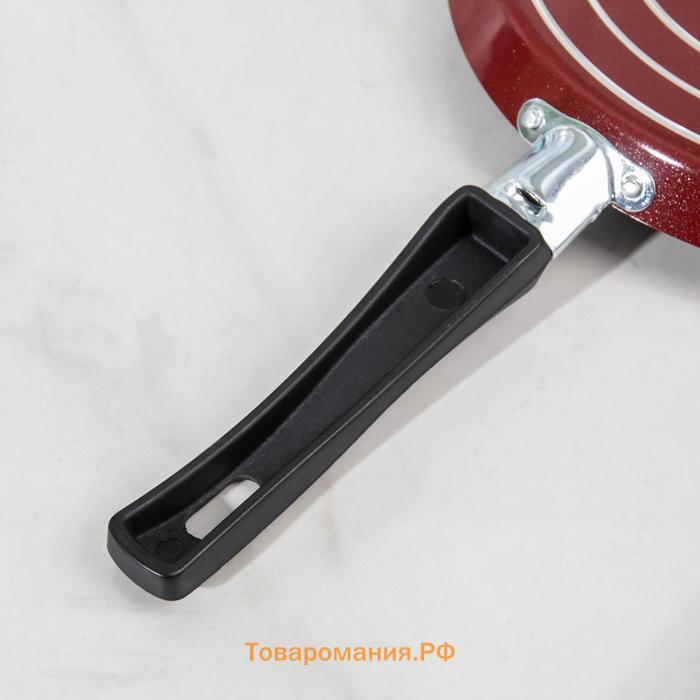 Сковорода блинная «Эксперт», d=22 см, пластиковая ручка, антипригарное покрытие, цвет бордовый