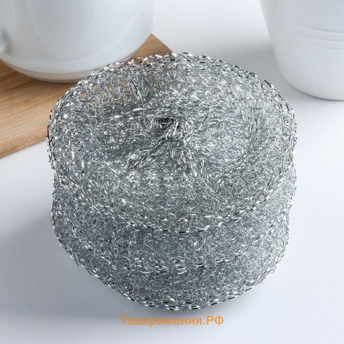 Губки для посуды , 3 шт., металлическая, 9×9×2 см