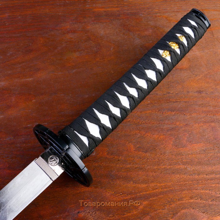 Сувенирное оружие «Катана на подставке», чёрные ножны с иероглифами, 104см