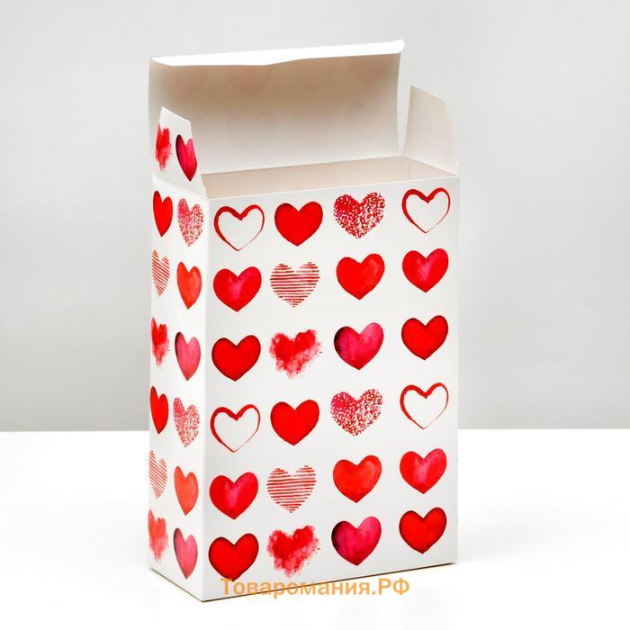 Коробка складная «Сердечки», 16 × 23 × 7,5 см