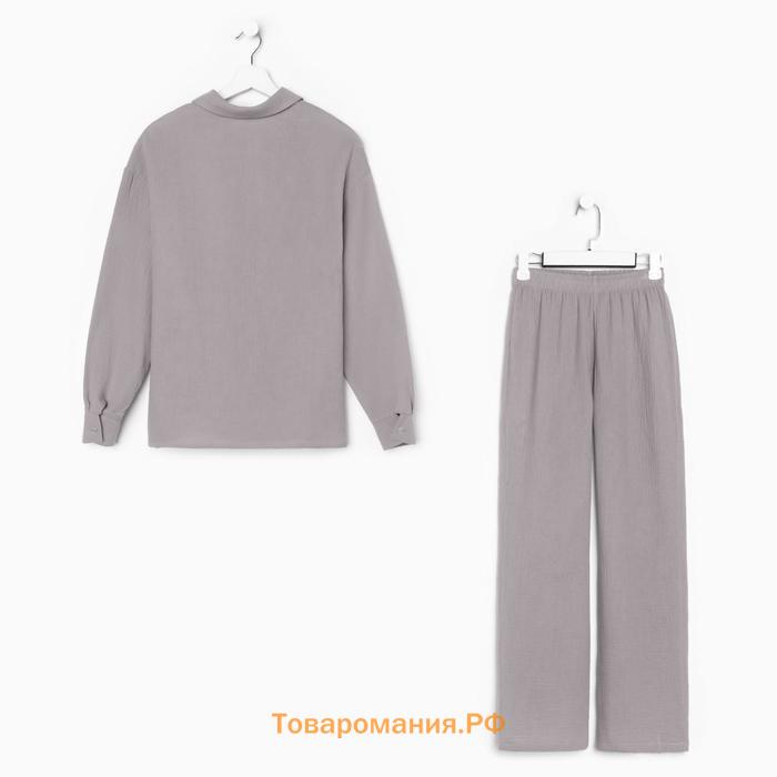 Пижама женская (рубашка и брюки) KAFTAN "Basic" размер 40-42, цвет серый