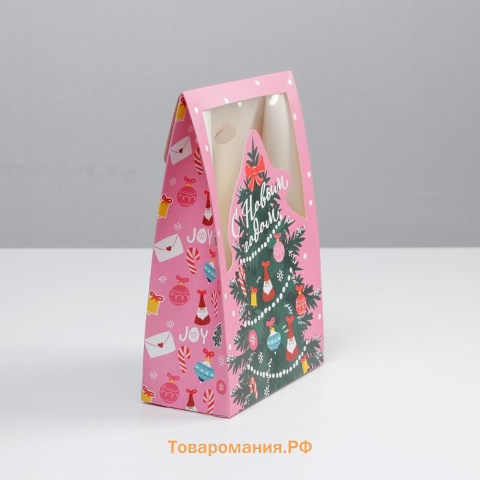 Коробка складная «Розовые сладости», 15 х 7 х 22 см, Новый год
