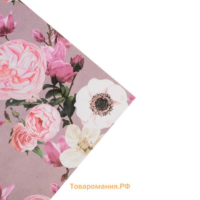 Бумага упаковочная крафтовая «Цветы для тебя», 50 х 70 см