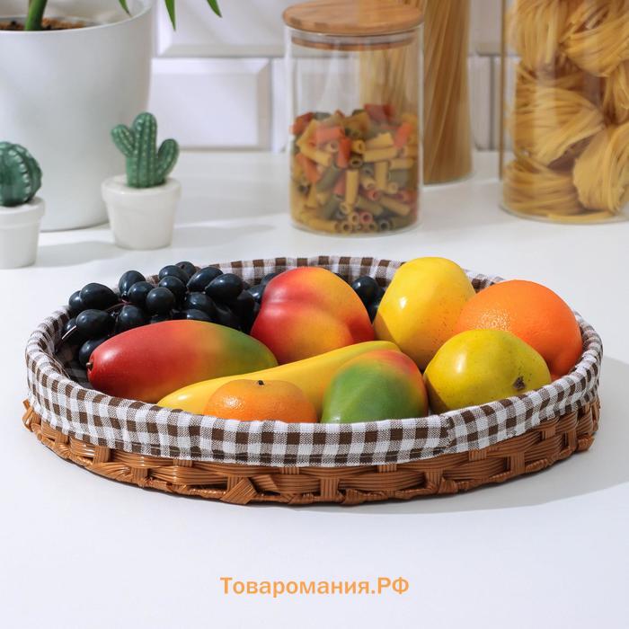 Корзинка для фруктов и хлеба «Домашний уют», d=35,5 см, цвет шоколадный