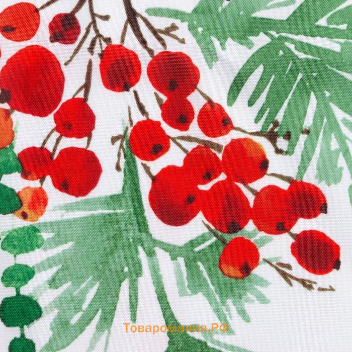 Скатерть новогодняя "Сhristmas berries" 145*260 +/- 2 см, 100% п/э