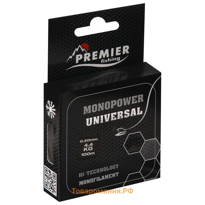 ЛескаPremierfishingMONOPOWERUniversal,диаметр0.2мм,тест4.4кг, 100м,прозрачная