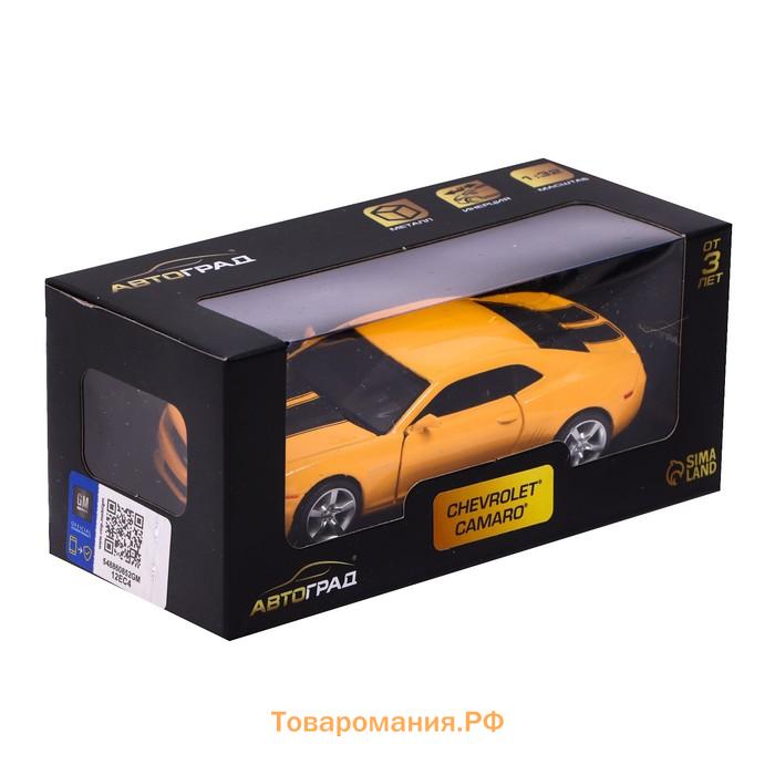 Машина металлическая CHEVROLET CAMARO, 1:32, открываются двери, инерция, цвет жёлтый