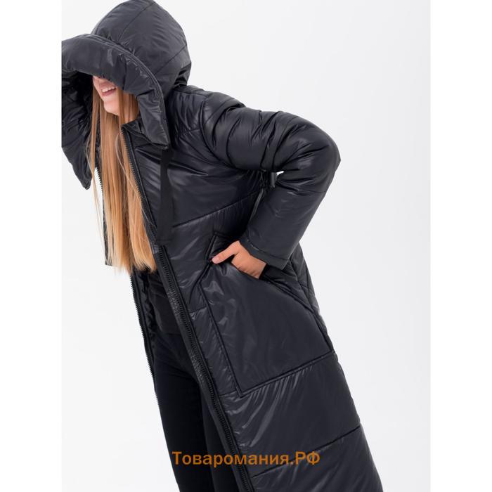 Пальто для девочки, рост 140 см, цвет чёрный