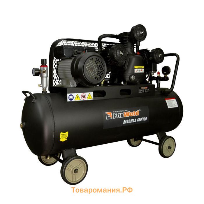 Компрессор маслянный ременной FoxWeld AEROMAX 480/100, 230 В, 2.2 кВт, 480 л/мин, 8 бар