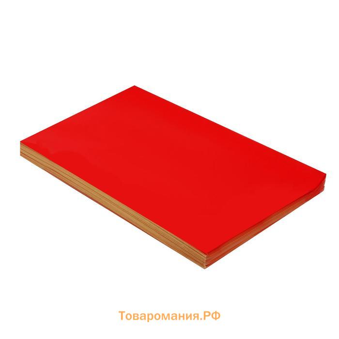Бумага А4, 100 листов, 80 г/м2, самоклеящаяся, флуоресцентная, красная