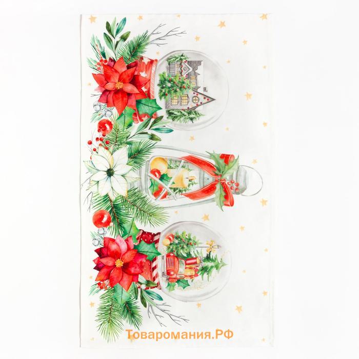 Набор новогодний подарочный "" Christmas red flowers, фартук, полотенце, прихватка