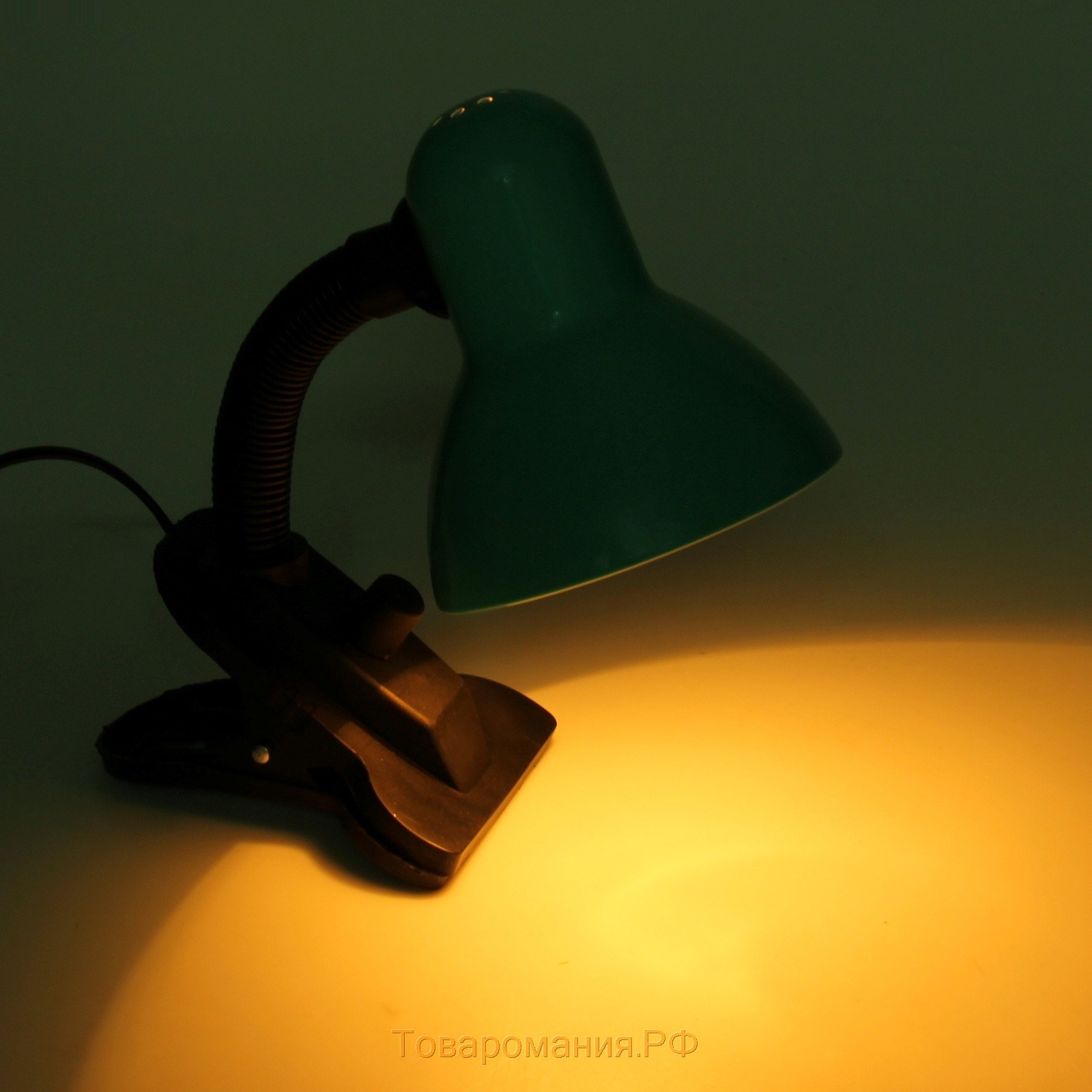 Лампа настольная Е27, светорегулятор, на зажиме (220В) зеленая (108А) RISALUX