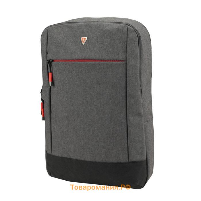 Рюкзак, отдел на молнии, наружный карман, крепление на чемодан, цвет серый