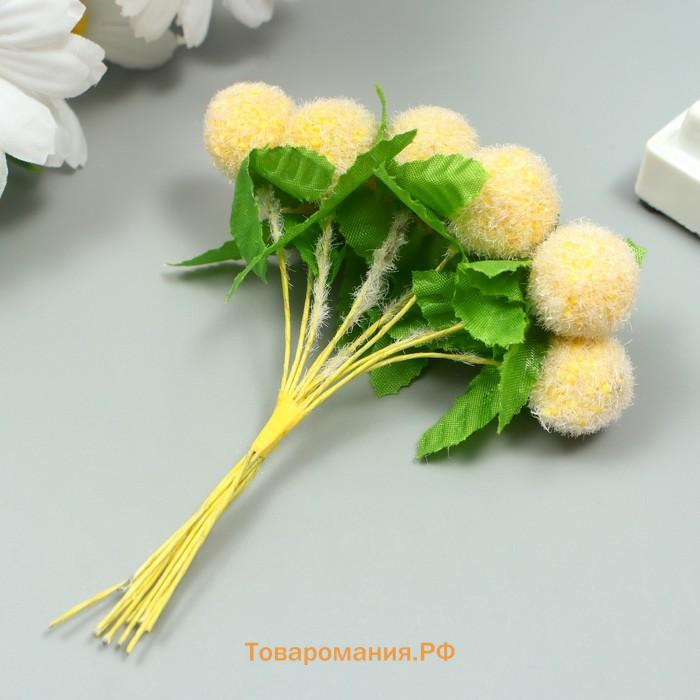 Тычинки для цветов "Шарик мохнатый жёлтый" d=1,5-2 см 1 букет=10 шт 10 см
