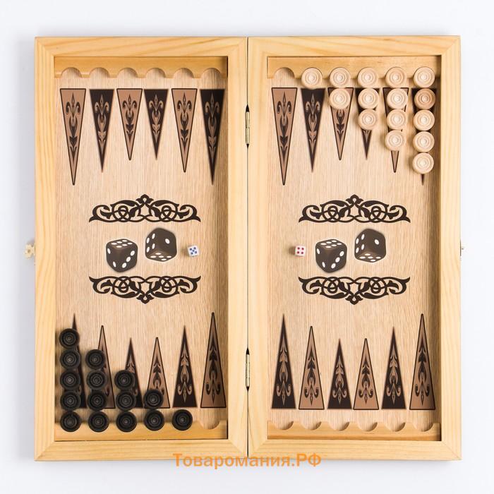 Нарды деревянные большие, настольная игра "Волчий оскал", 40 x 40 см, с шашками