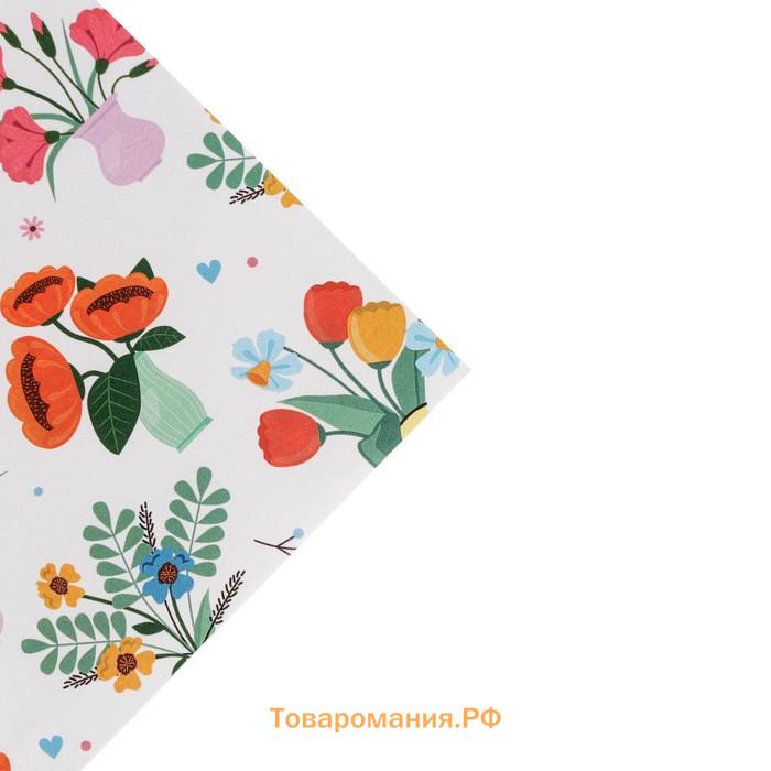 Бумага упаковочная глянцевая «Вазы в цветах», 70 × 100 см