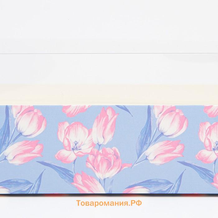 Кондитерская упаковка, коробка для кекса с пластиковой крышкой, «Нежность», 30 х 8 х 11 см