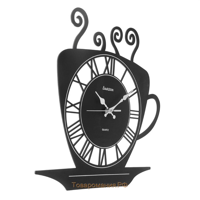 Часы настенные, серия: Кухня, "Кофейная чашка", 31 х 33 см, черные