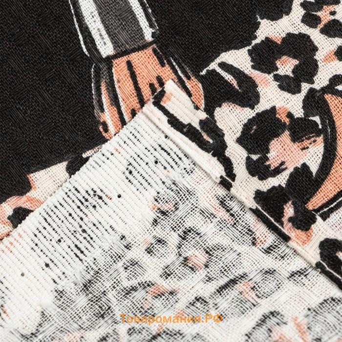 Набор для сауны  "Леопард" парео с бантиком+полотенце 80х150 см+повязка,100% хл