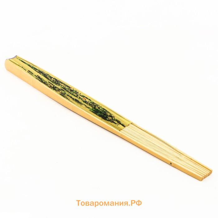Веер бамбук, текстиль h=120 см "Старое дерево" жёлтый
