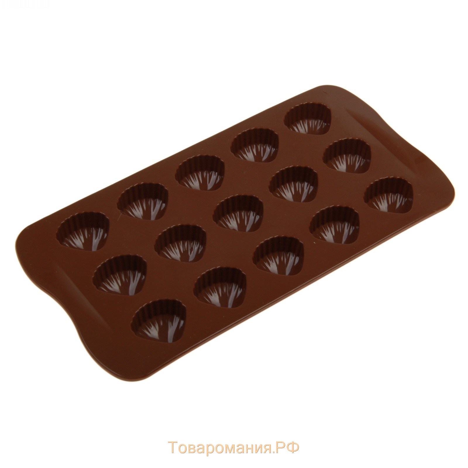 Форма для шоколада «Ракушки», силикон, 20,5×10,5 см, 15 ячеек (2,7×2,4 см), цвет коричневый