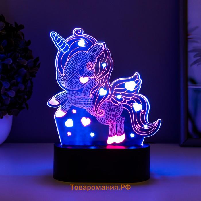 Светильник сенсорный "Единорожек" LED USB (90см) от батареек 3xАА черный 14х5,5х18,5 см RISALUX  765