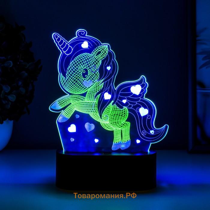 Светильник сенсорный "Единорожек" LED USB (90см) от батареек 3xАА черный 14х5,5х18,5 см RISALUX  765