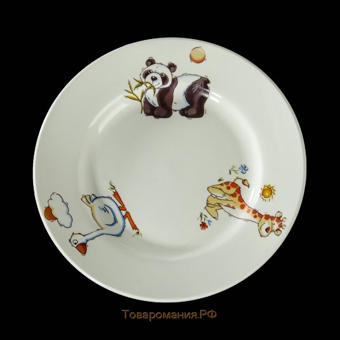 Набор детской посуды "Зоопарк", 3 предмета: тарелка 17,5 см, миска 250 мл (d=17,5 см), кружка 260 мл