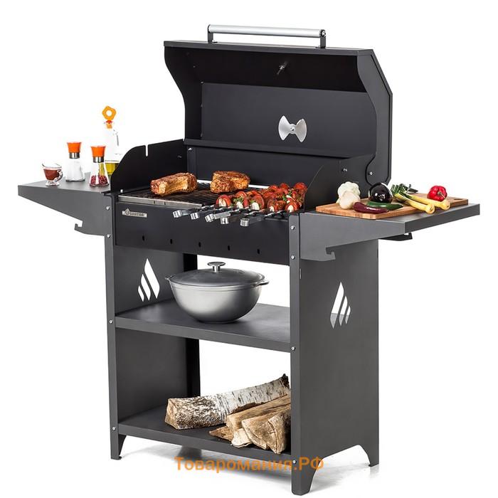 Мангал "Family Standart BBQ FSB2000" 133,2 х 44,1 х 96,6 см, 2 мм, крышка, боковые полки