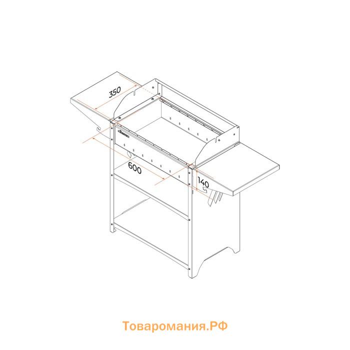 Мангал "Family Standart Grill FSG2000" 133,2 х 39,4 х 89,5 см, 2 мм, крышка, боковые полки