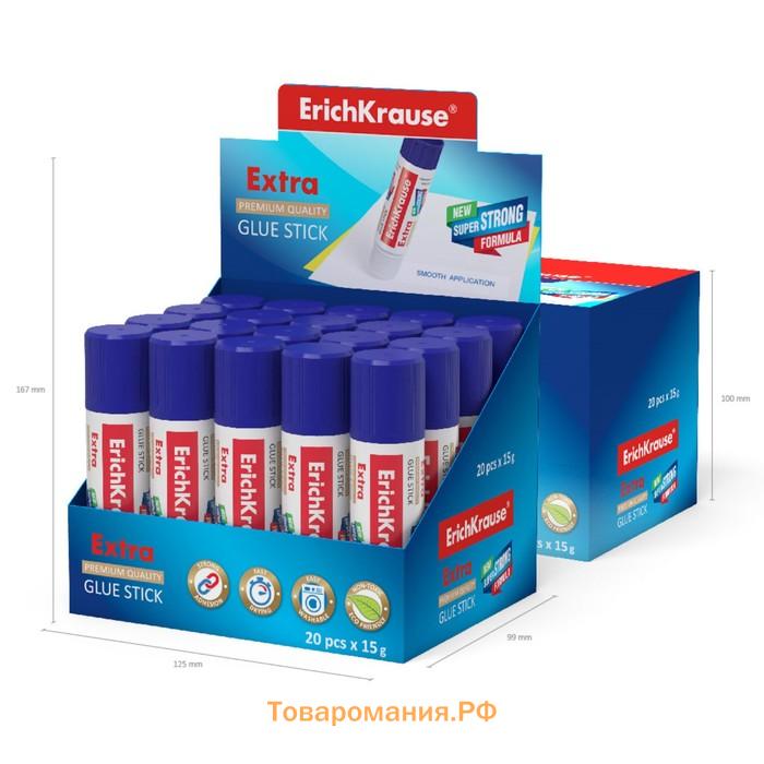 Клей-карандаш, ErichKrause Extra, усиленный, 15г