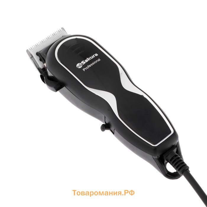 Машинка для стрижки Sakura SA-5113BK Professional, 10 Вт, 1-12 мм, 4 насадки 220 В, чёрная