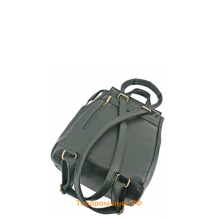В2665 Сумка-рюкзак, отдел на клапане, цвет темно-зеленый 32х24х12см