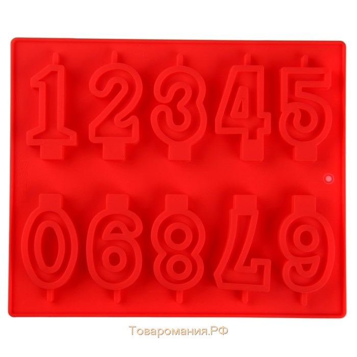 Форма силиконовая для выпечки «Цифры», 26×21 см, 10 ячеек, цвет МИКС