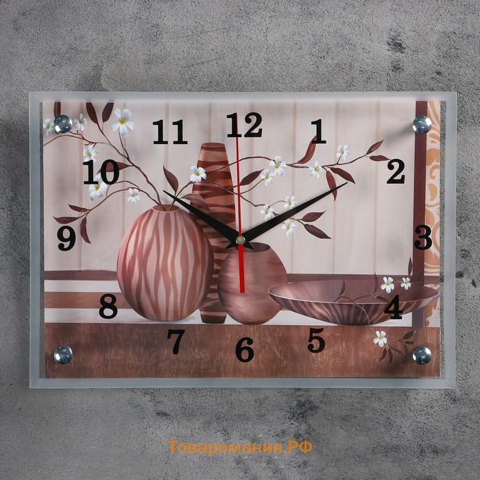 Часы-картина настенные, серия: Интерьер, "Вазы", 25х35 см