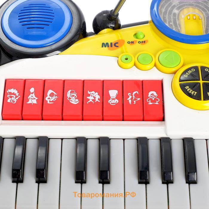 Синтезатор «Музыкальный микс» с микрофоном и стульчиком, звуковые эффекты, работает от батареек