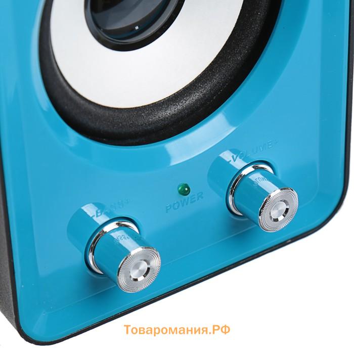 Компьютерные колонки 2.1  LPCK-02, 2x3Вт, сабвуфер 5Вт, 80дБ, Jack 3.5, USB, синяя