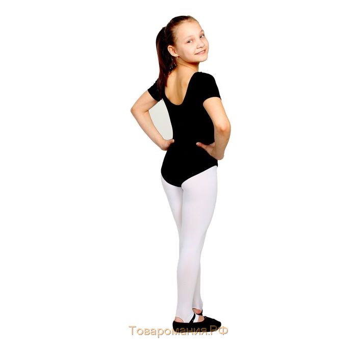 Купальник гимнастический Grace Dance, с коротким рукавом, р. 34, цвет чёрный