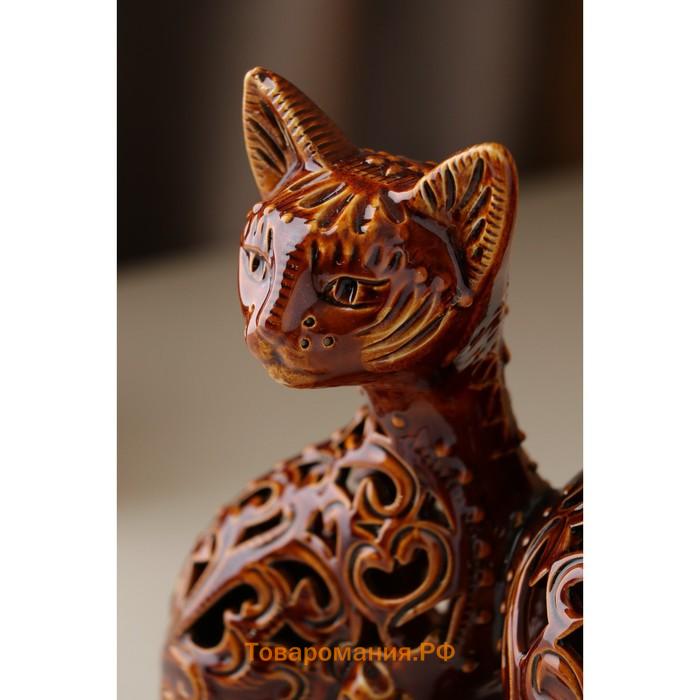 Ваза керамическая "Кот с кувшином", настольная, сквозная резка, 32 см