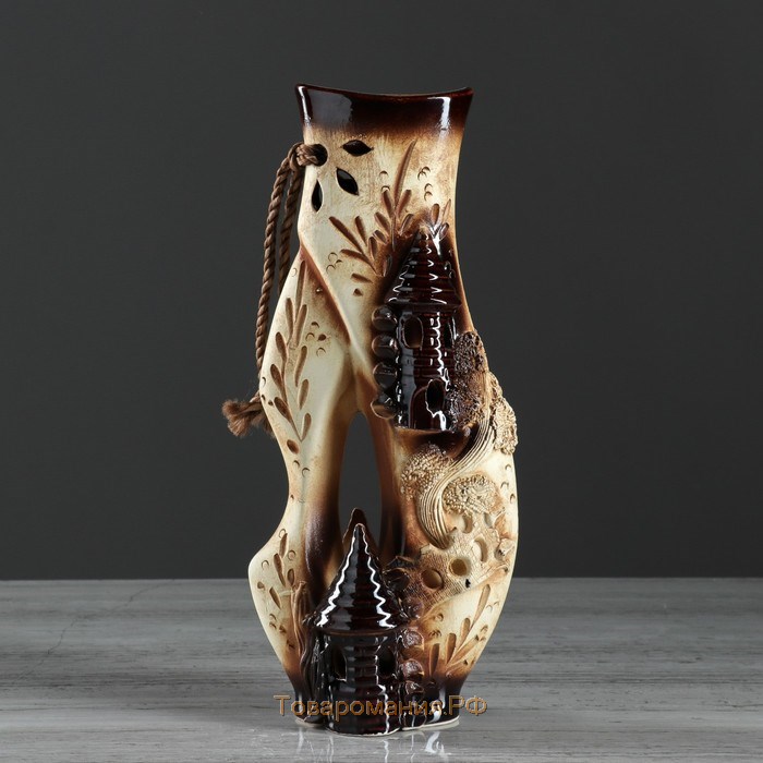 Ваза керамика настольная "Грета", с замками, лепка, 31 см