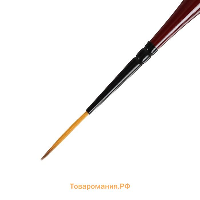 Кисть Лайнер Синтетика Roubloff Хобби s10ARB №0, длинный ворс, короткая ручка покрыта лаком, красный