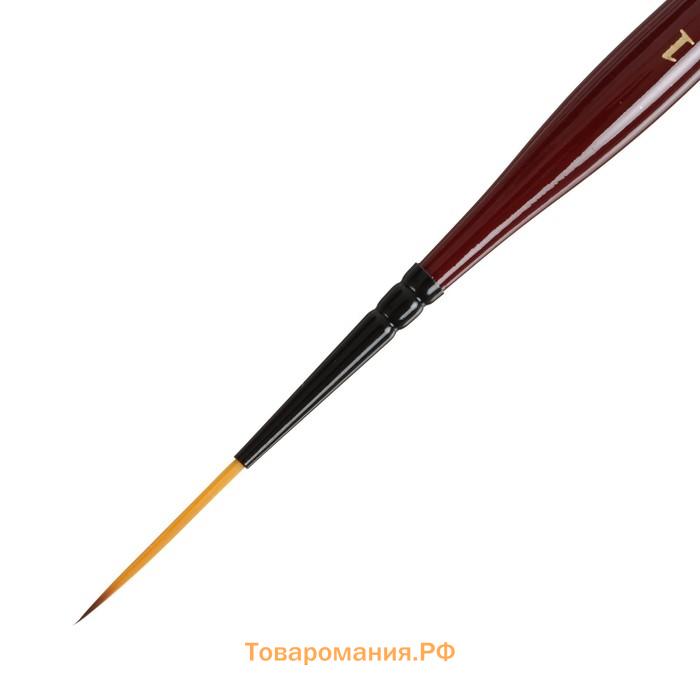 Кисть Лайнер Синтетика Roubloff Хобби s10ARB №1, длинный ворс, короткая ручка покрыта лаком, красный