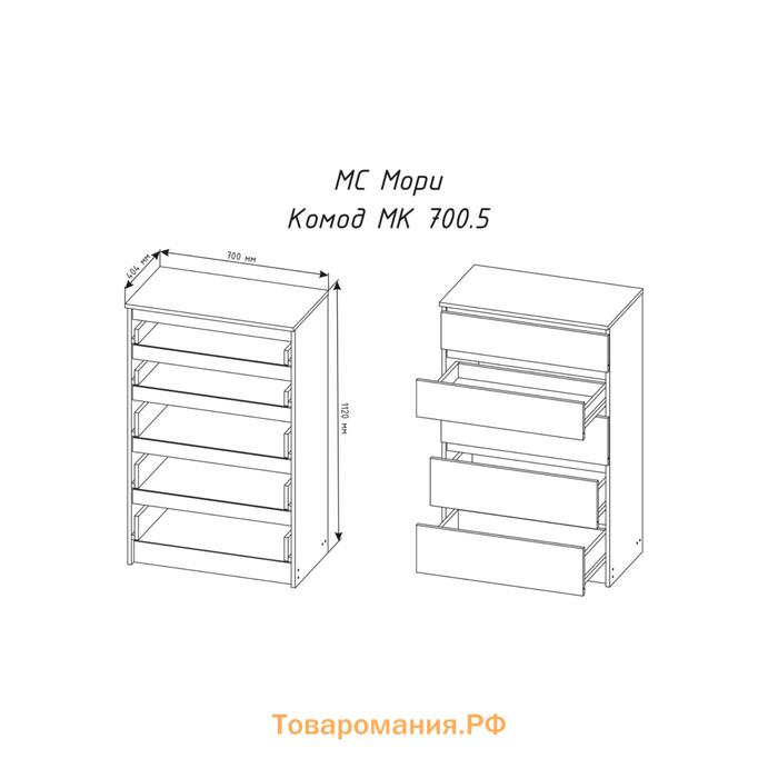 Комод для хранения «Мадера», 704×404×1120 мм, белый