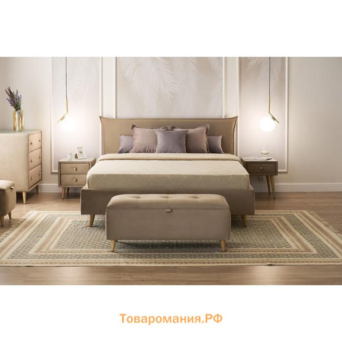 Кровать «Олимпия» с ПМ, 180×200 см, премиум велюр, цвет пески касабланки