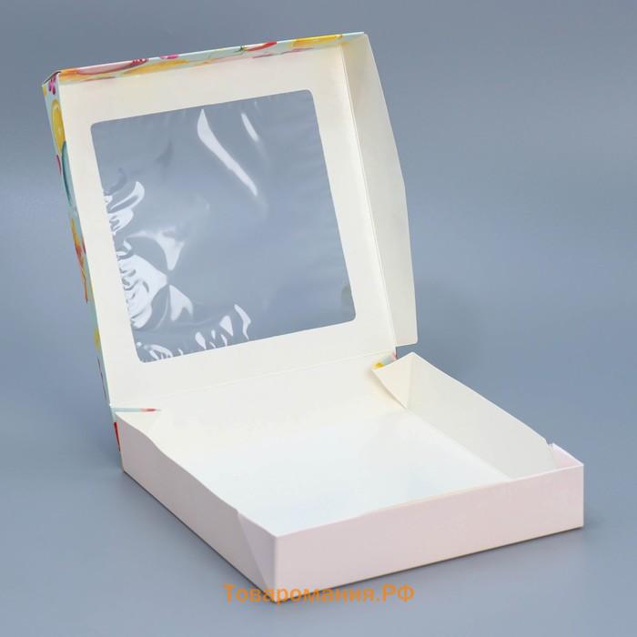 Кондитерская упаковка, коробка с ламинацией «Present», 20 х 20 х 4 см