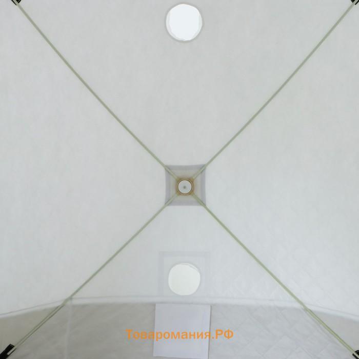 Палатка зимняя куб "СЛЕДОПЫТ" Premium, 2.1 × 2.1 м, 4-х местная, 3 слоя, цвет белый/олива