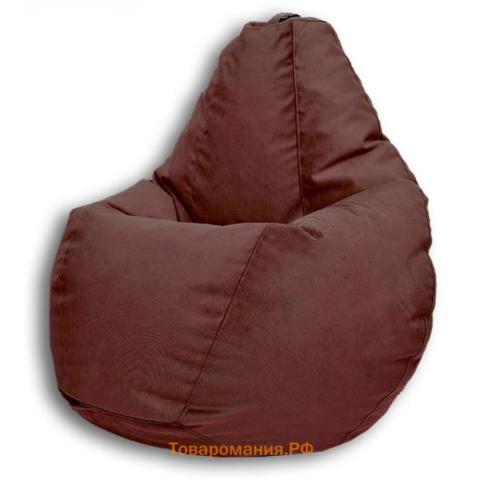 Кресло-мешок «Груша» Позитив Lovely, размер M, диаметр 70 см, высота 90 см, велюр, цвет коричневый