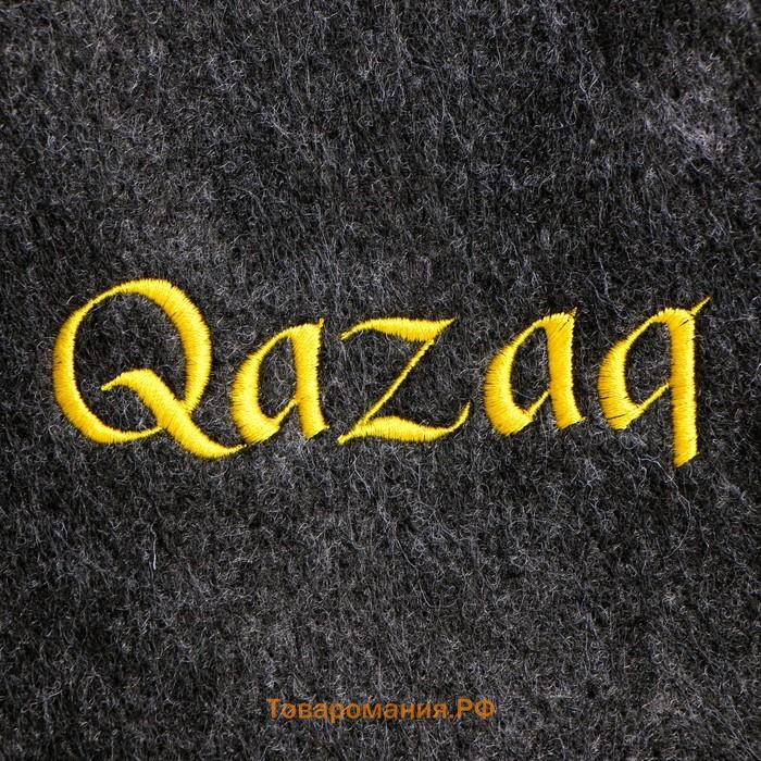 Шапка для бани с вышивкой "Qazaq" серая